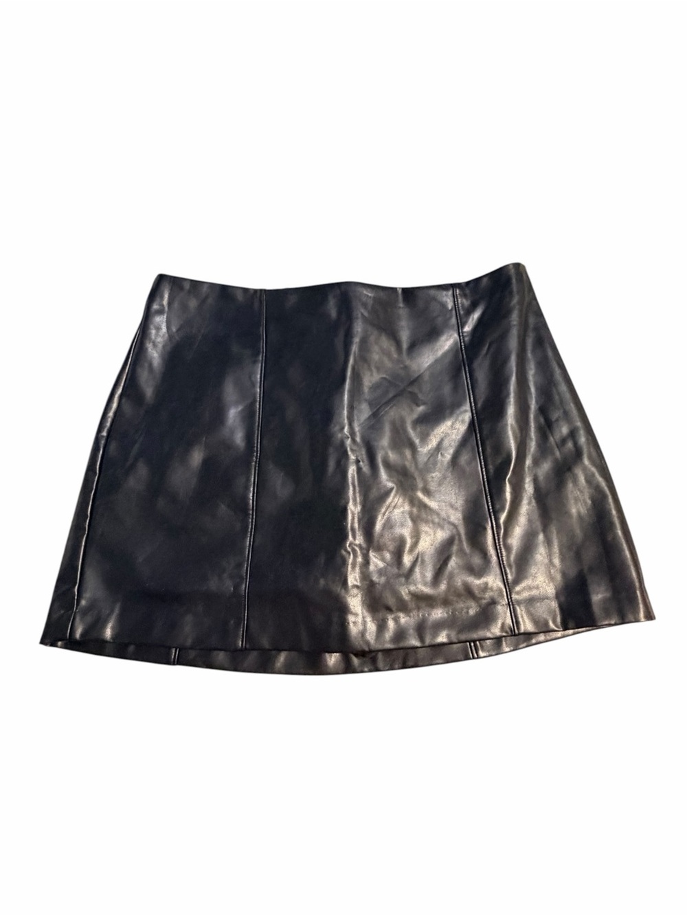Abercrombie & Fitch Black Faux Leather Mini Skort